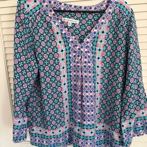Southern Tide M Medium Multicolor Geometric Blouse Tunic